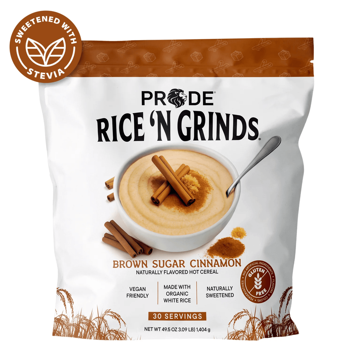 Pride Foods Hot Rice Cereal supplement, front of container