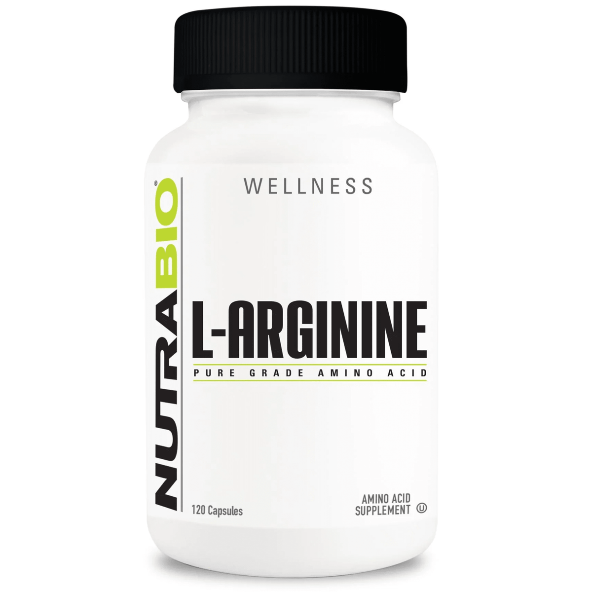 NutraBio L-Arginine pump powder, front of container