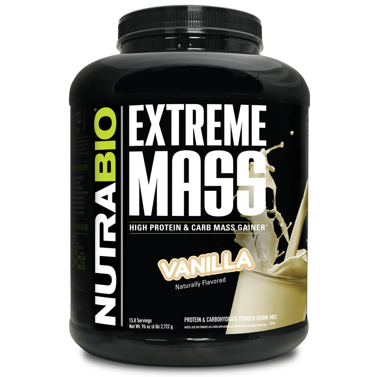 NutraBio Extreme Mass supplement facts panel