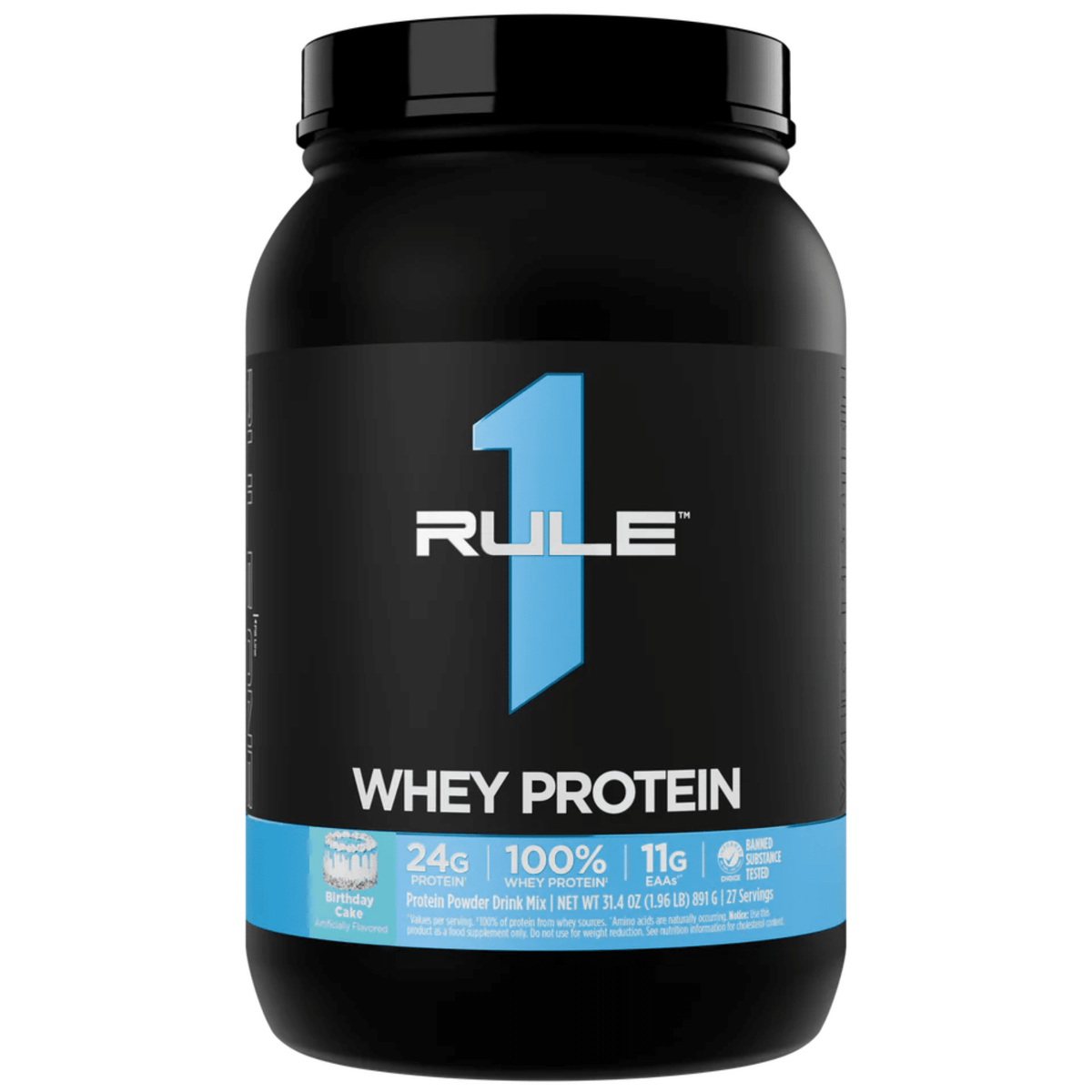 Rule 1 protein powder, 2lb size, Birthday Cake flavor