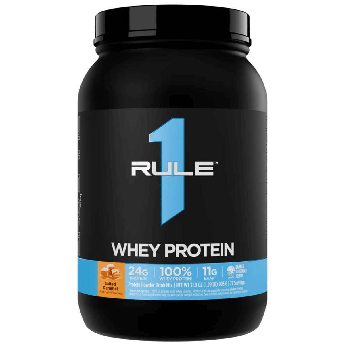Rule 1 protein powder, 2lb size, Salted Caramel flavor