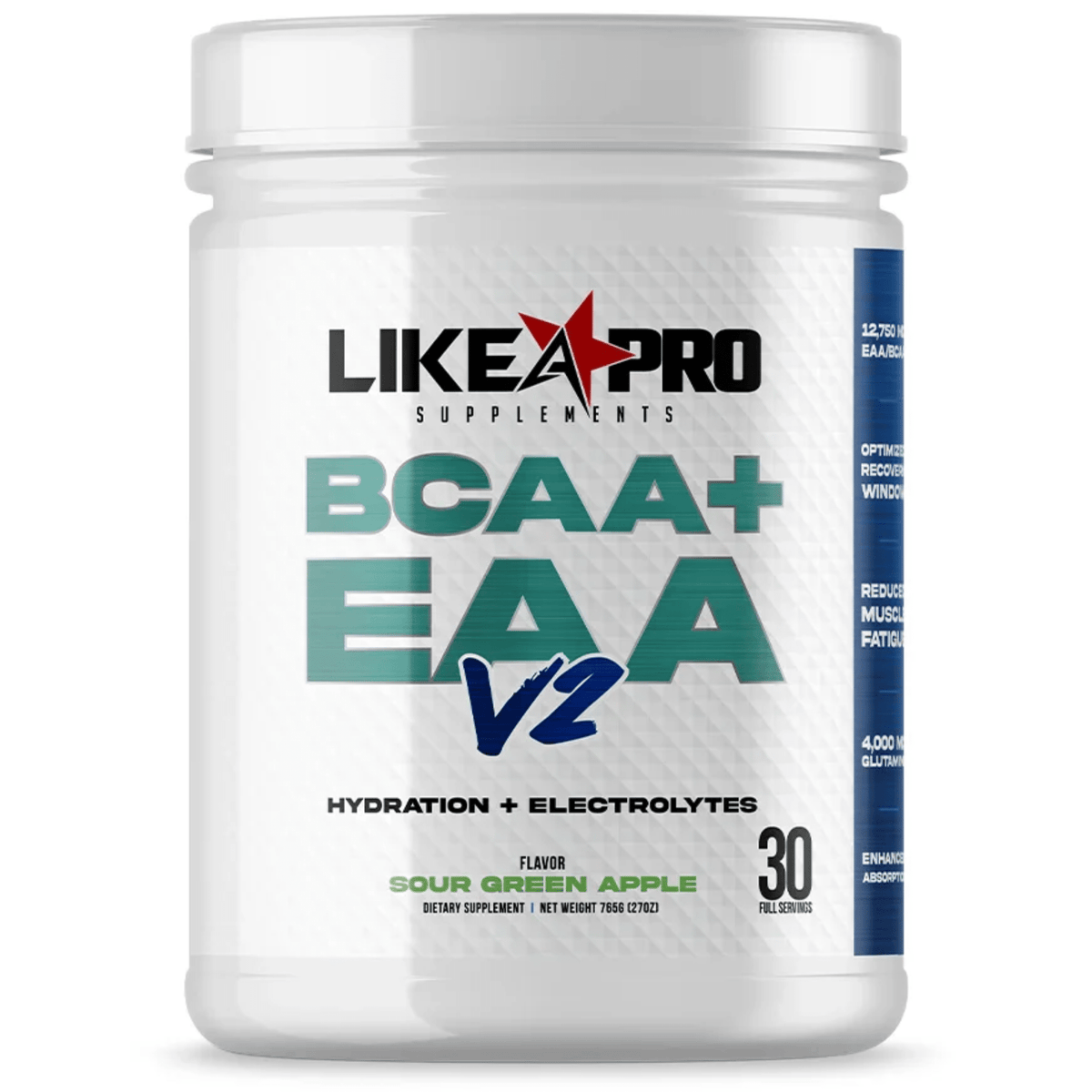 Like A Pro Supplements EAAs amino acid powder, Green Apple flavor