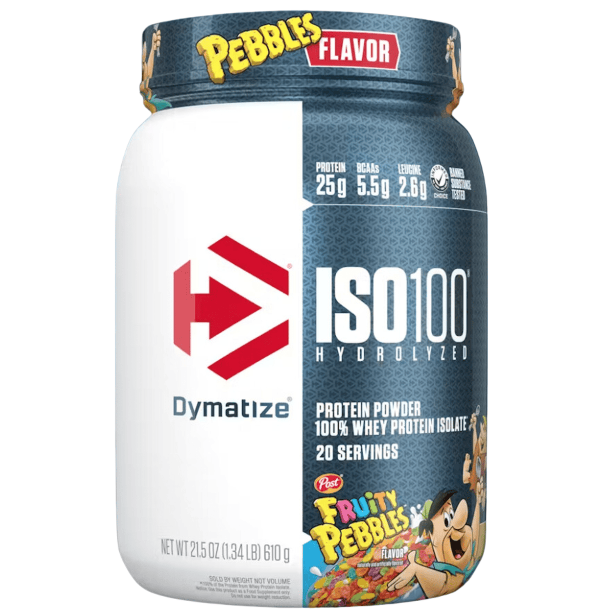 Dymatize Iso 100 protein powder, 20sv size, Fruity Pebbles flavor