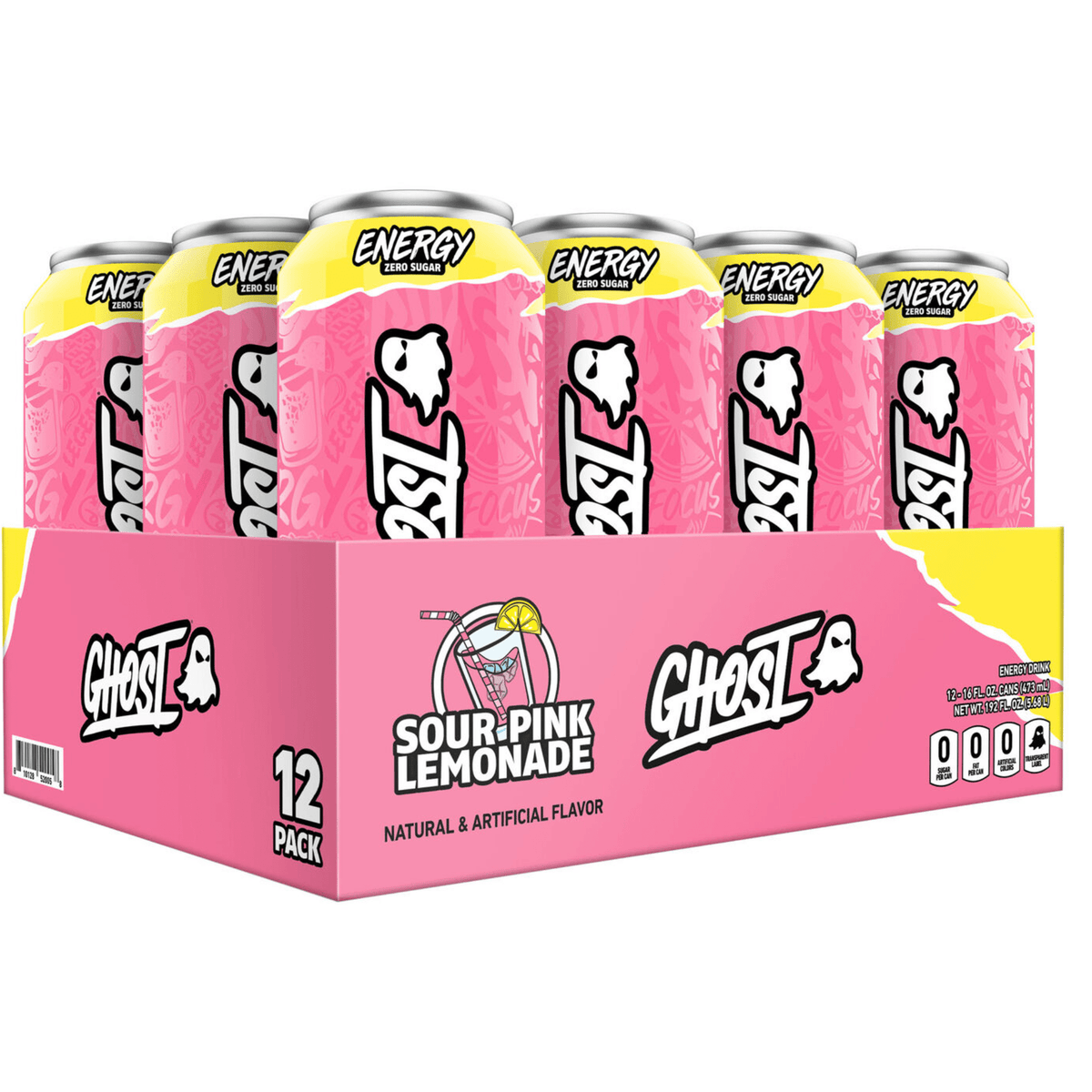 Ghost Energy, 12ct size, Pink Lemonade flavor