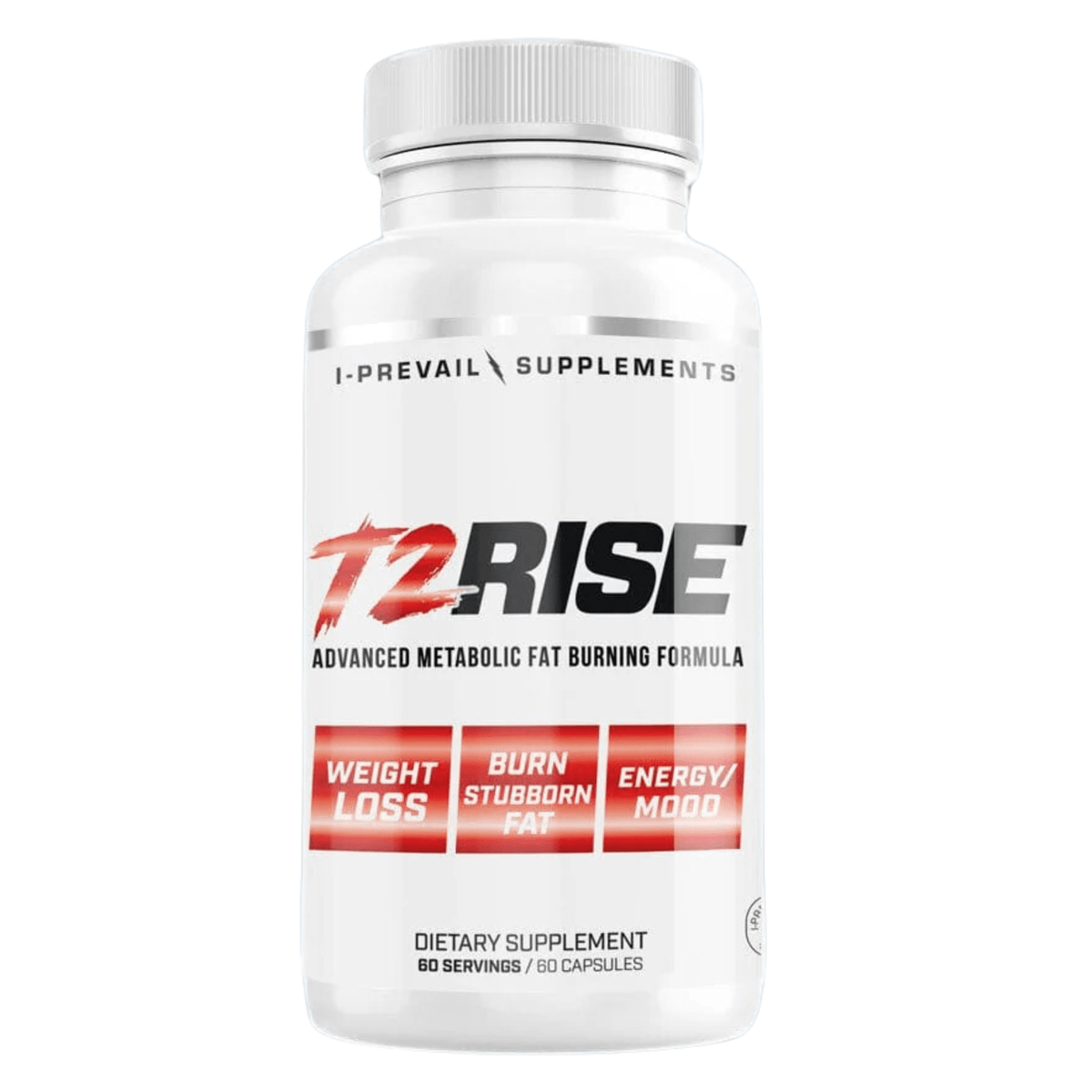 I Prevail T2 Rise fat burner supplement, front of container