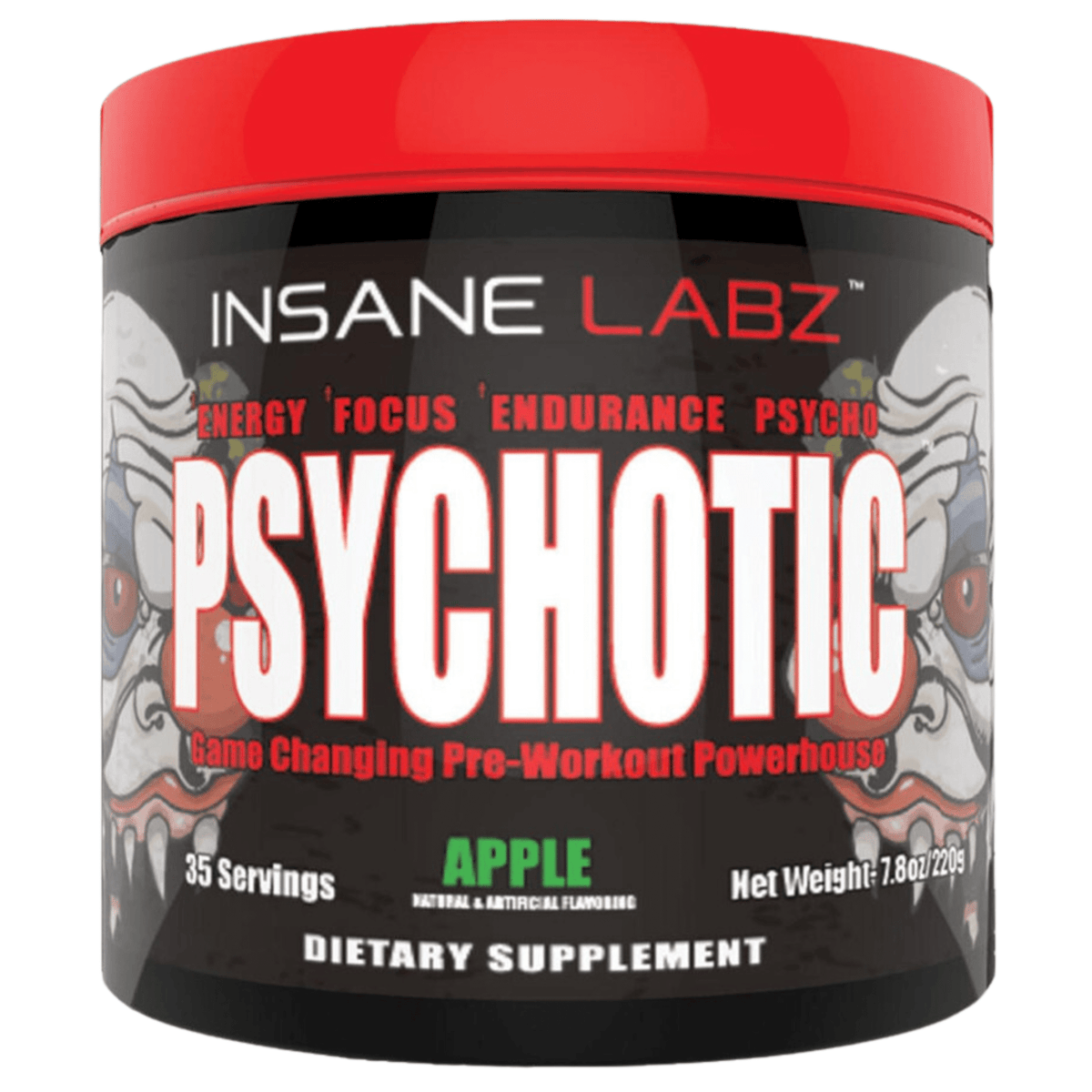 Insane Labz Psychotic pre-workout powder, 35 Serving size, Green Apple flavor