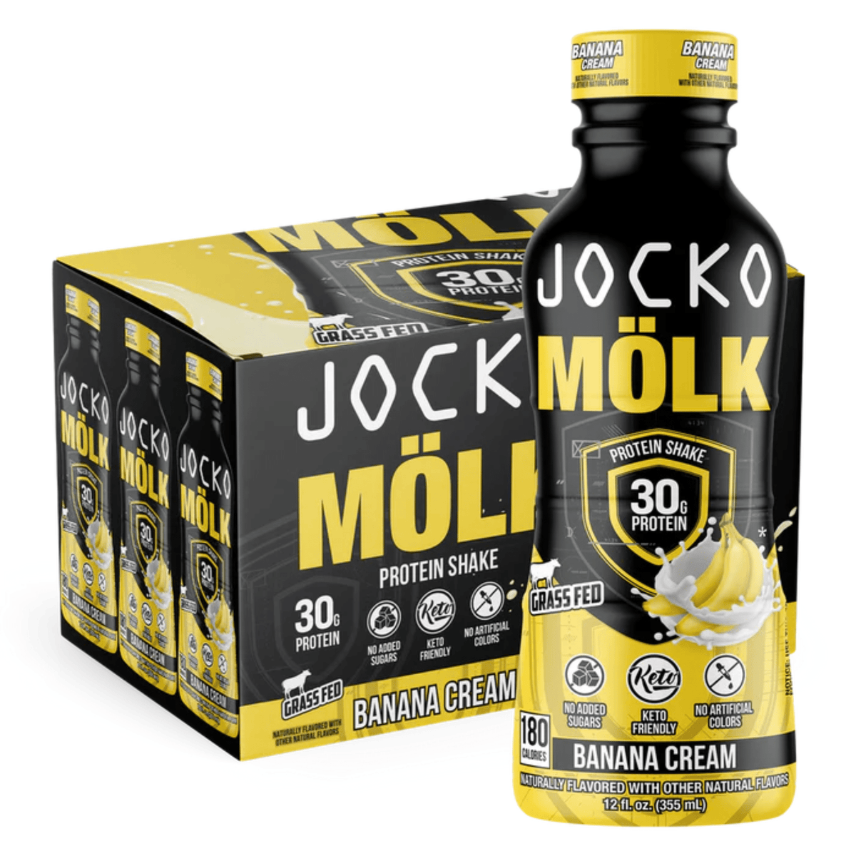 Jocko MÖLK Protein Shake, 12ct size, Banana Cream flavor