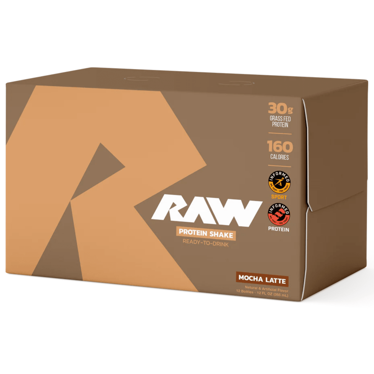 RAW Protein RTD, 12ct size, Mocha (Caff Free) flavor