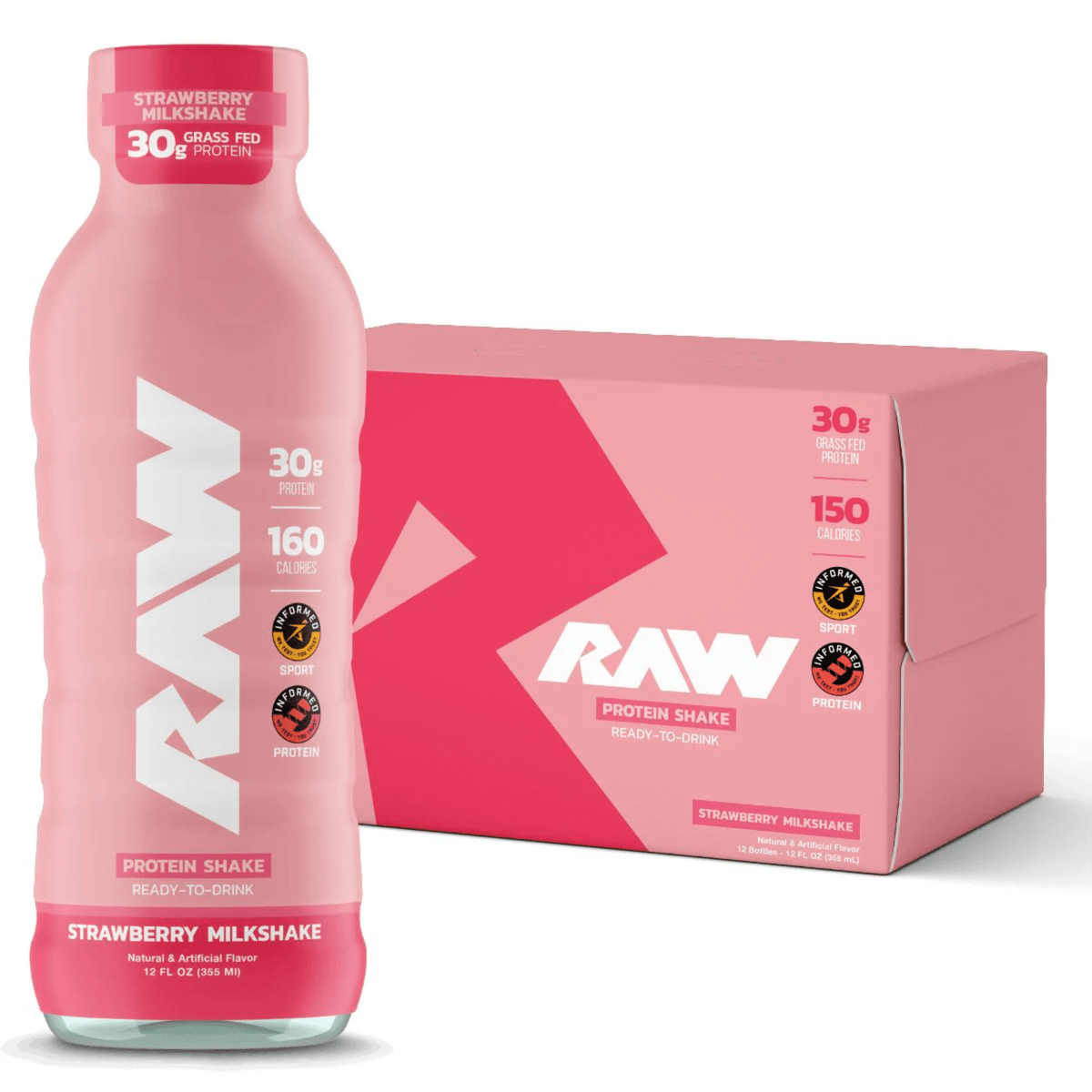 RAW Protein RTD, 12ct size, Strawberry flavor