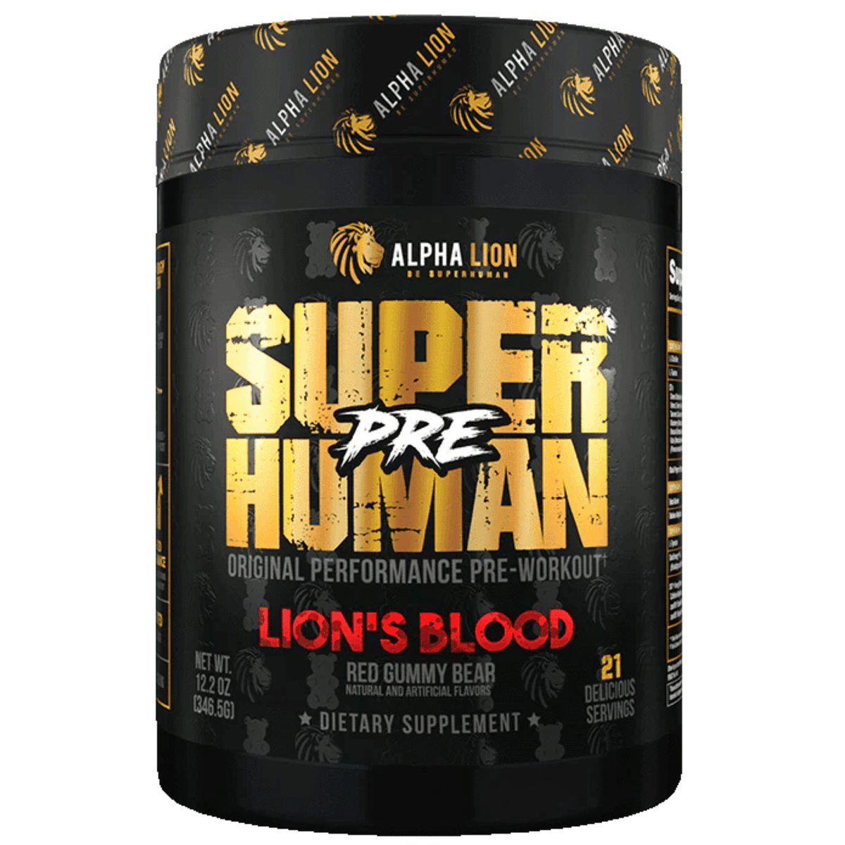 Alpha Lion SuperHuman Pre pre-workout powder, 21sv size, Lion's Blood flavor