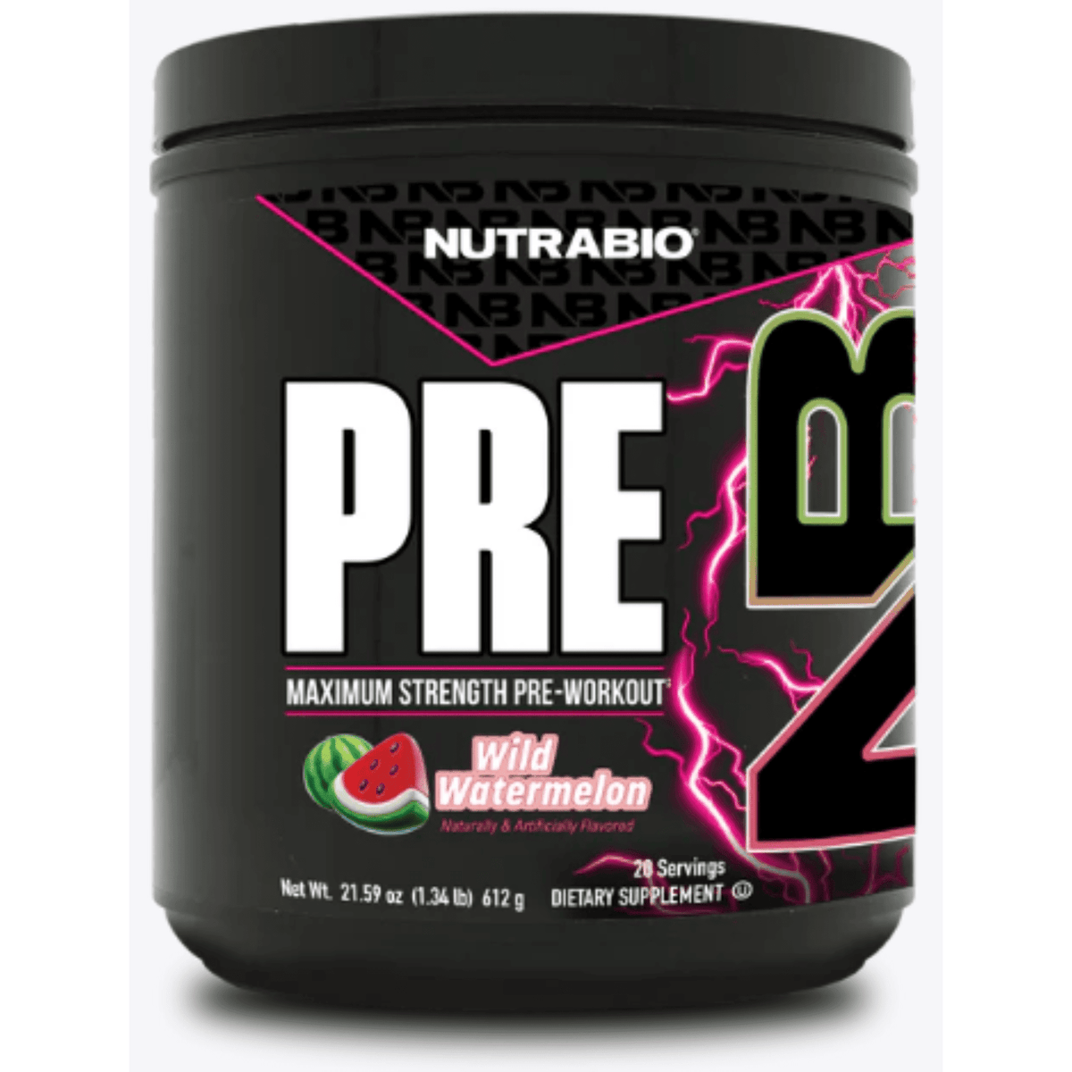 NutraBio PRE Workout supplement facts panel