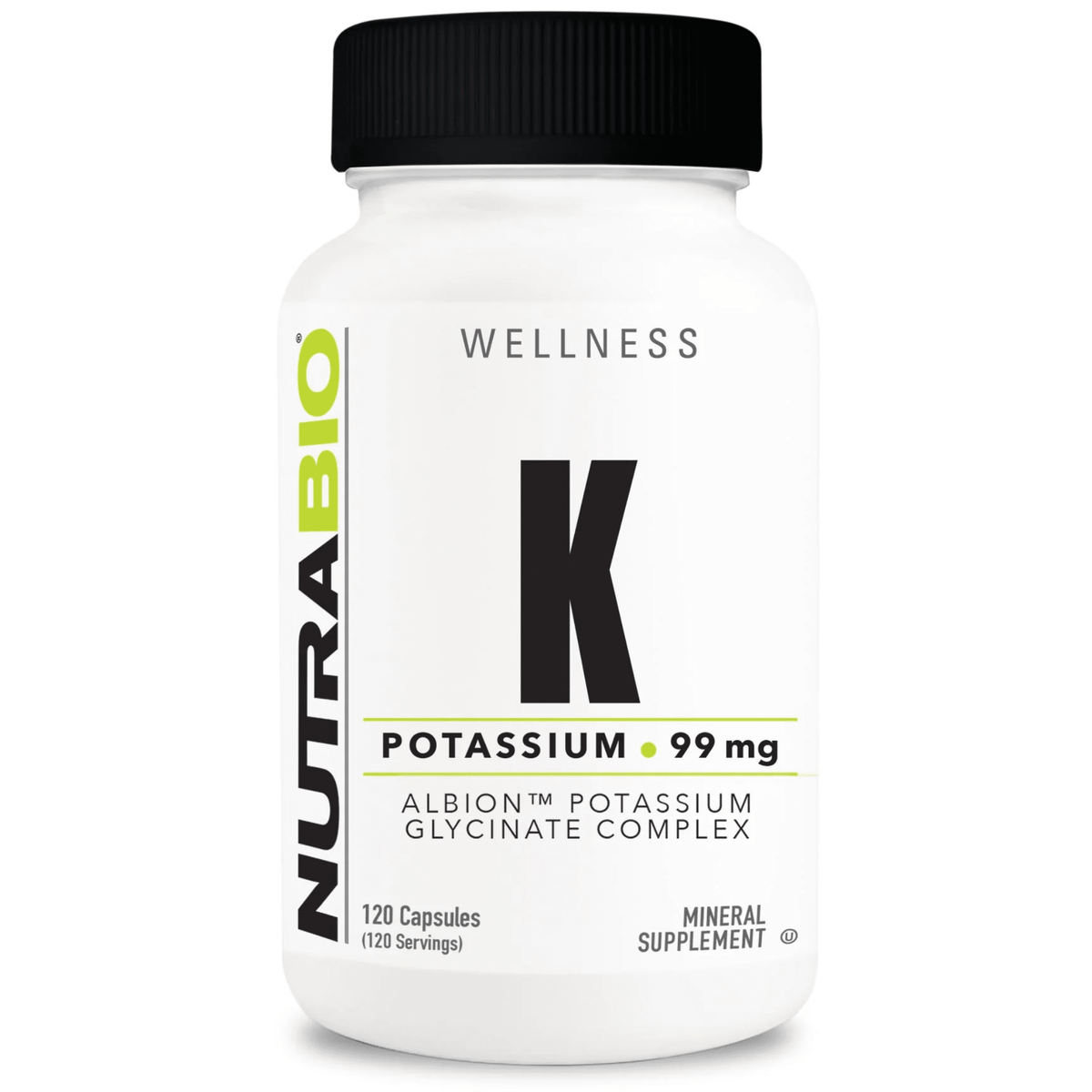 NutraBio Potassium Complex supplement, front of container