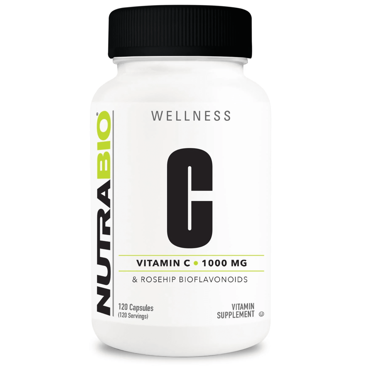 NutraBio Vitamin C w/Rose Hips supplement, front of container