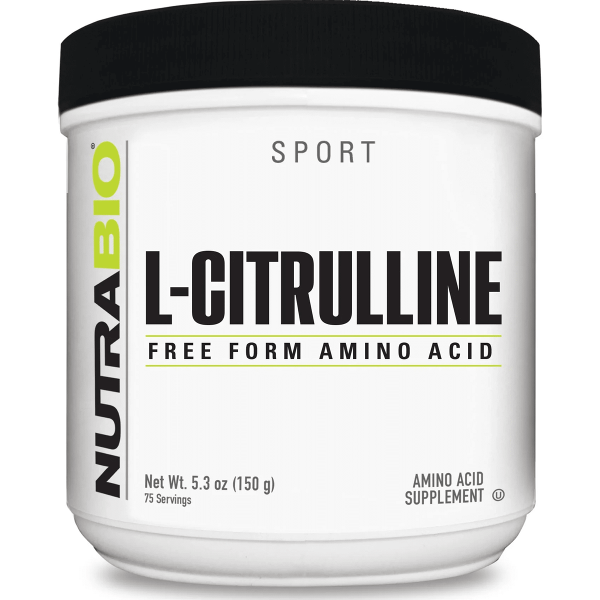 NutraBio Citrulline pump powder, front of container