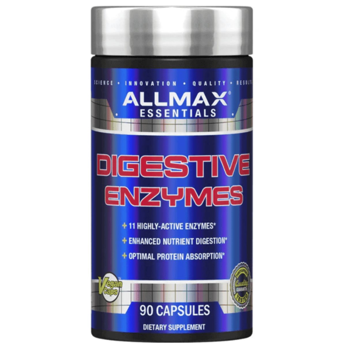 Allmax Digestive Enzymes supplement, front of container