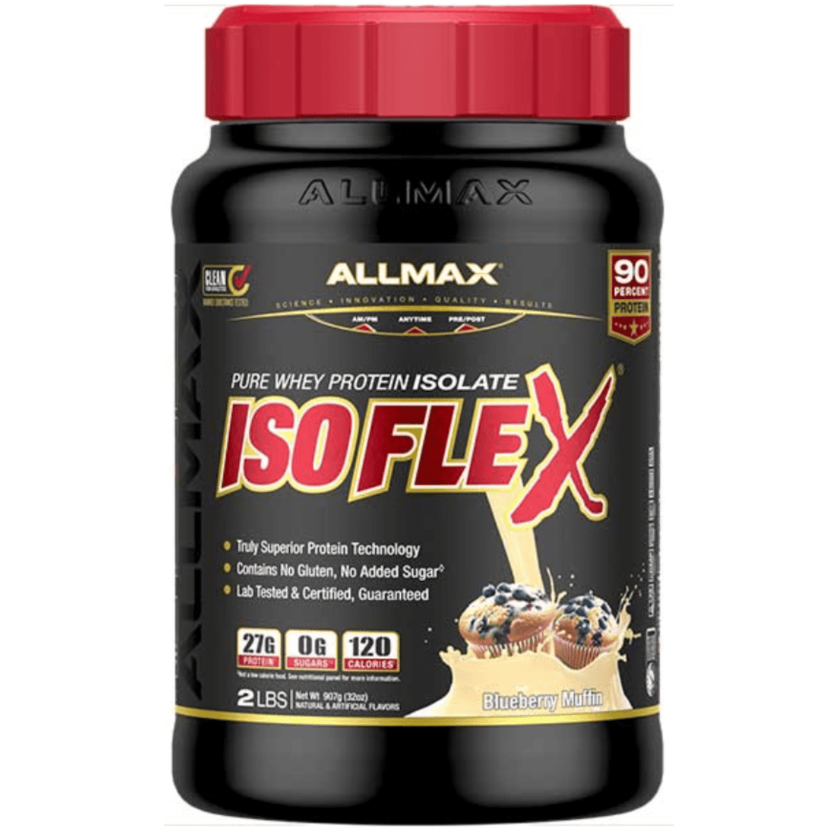 Allmax Isoflex protein powder, 2lb size, Blueberry Muffin flavor