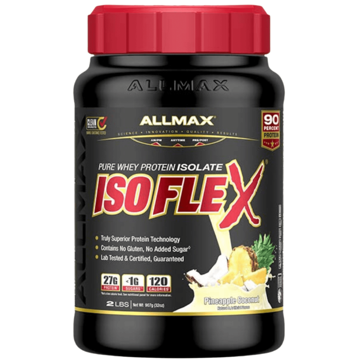 Allmax Isoflex protein powder, 2lb size, Pineapple Coconut flavor