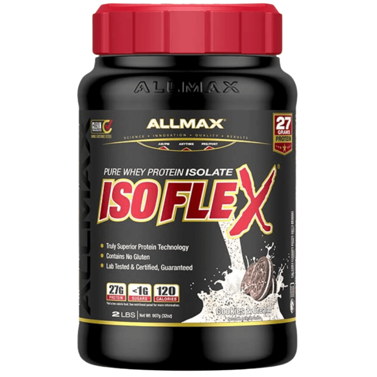 Allmax Isoflex protein powder, 2lb size, Cookies & Cream flavor