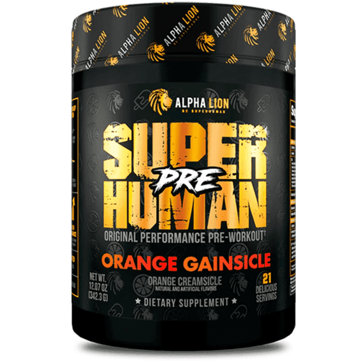 Alpha Lion SuperHuman Pre pre-workout powder, 21sv size, Orange flavor