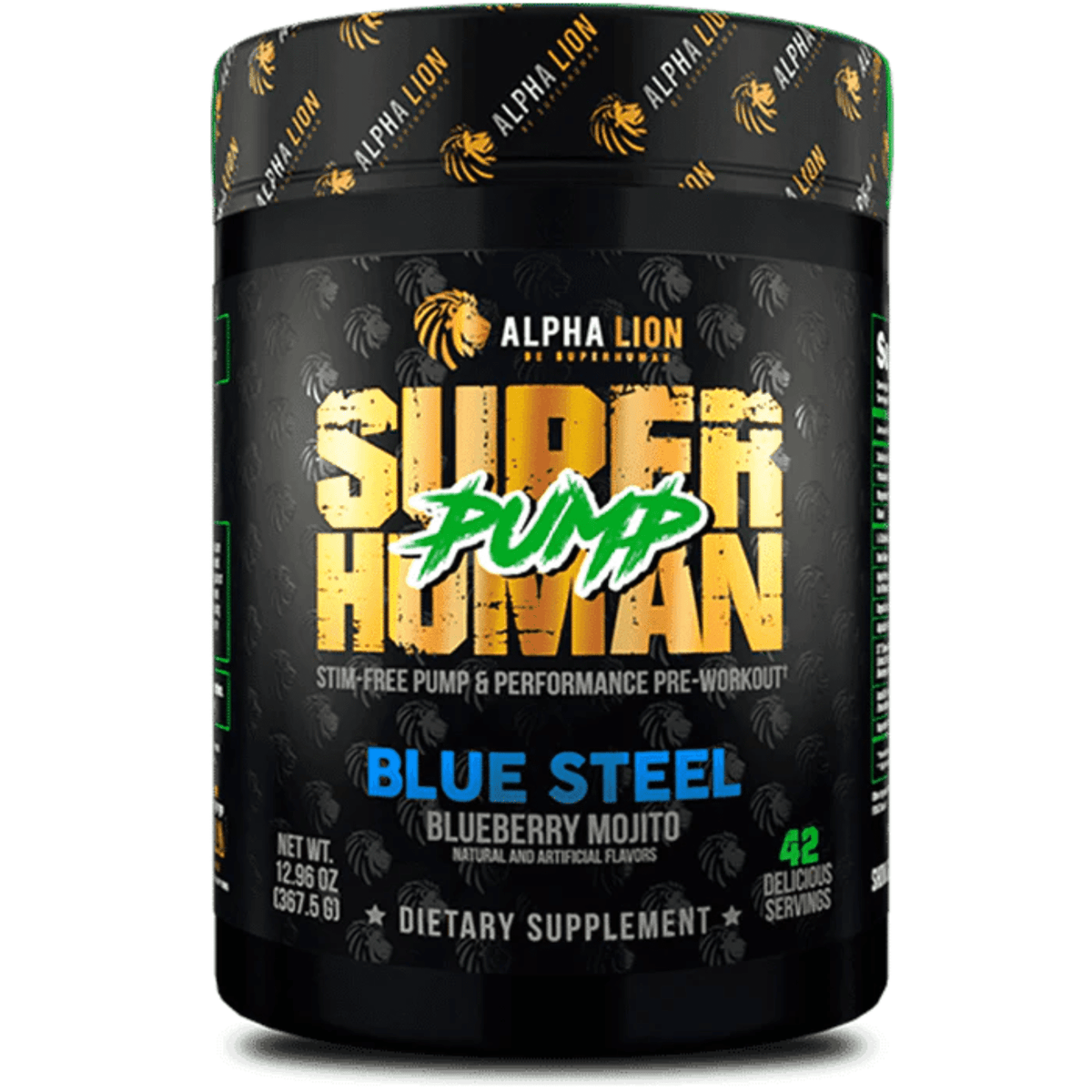 Alpha Lion Super Human Pump stim-free pump powder, Blue Steel flavor