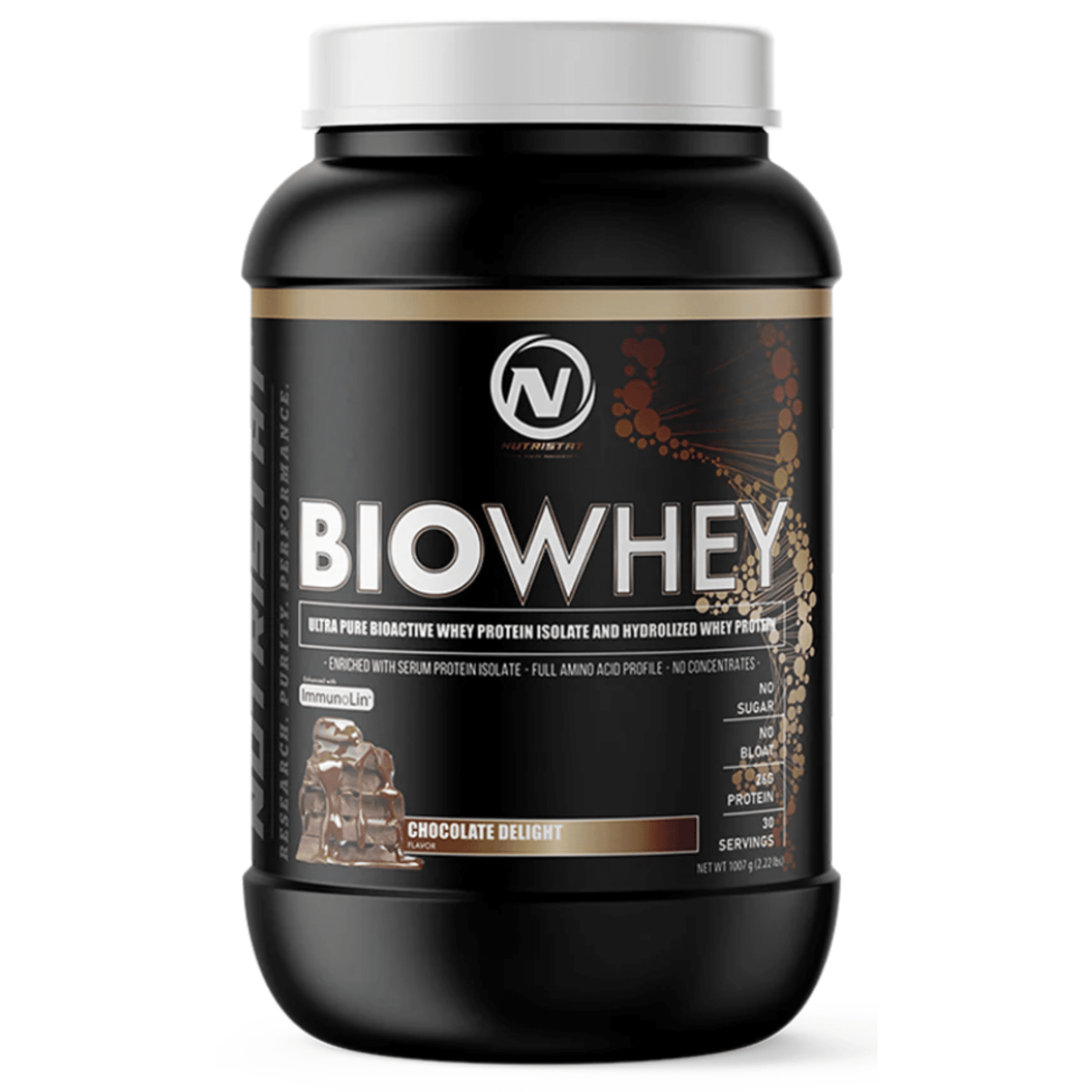 Nutristat Bio Whey protein powder, 2lb size, Chocolate Delight flavor