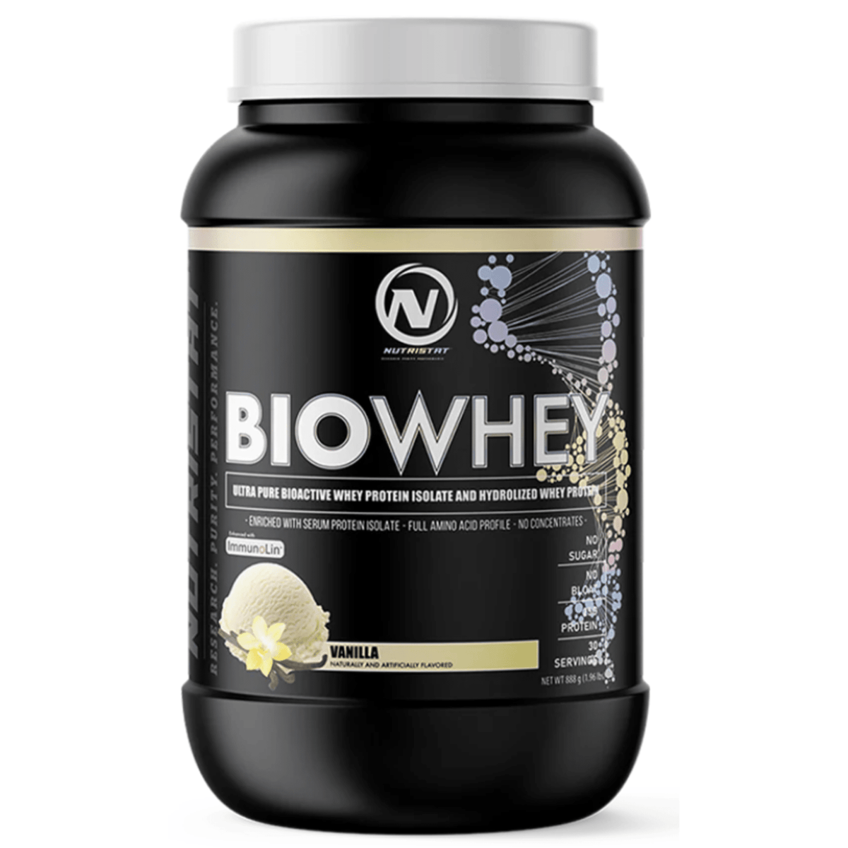Nutristat Bio Whey protein powder, 2lb size, Vanilla flavor