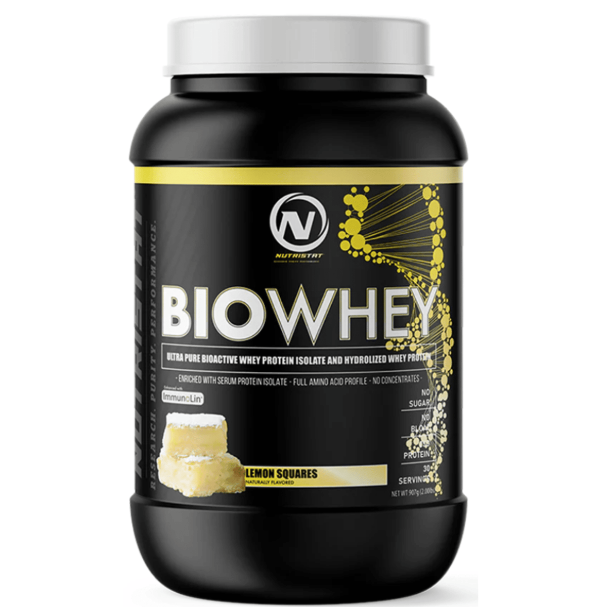 Nutristat Bio Whey protein powder, 2lb size, Lemon Squares flavor