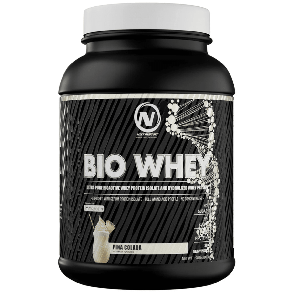 Nutristat Bio Whey protein powder, 2lb size, Pina Colada flavor