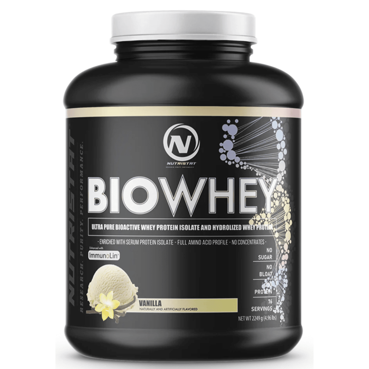 Nutristat Bio Whey protein powder, 5lb size, Vanilla flavor