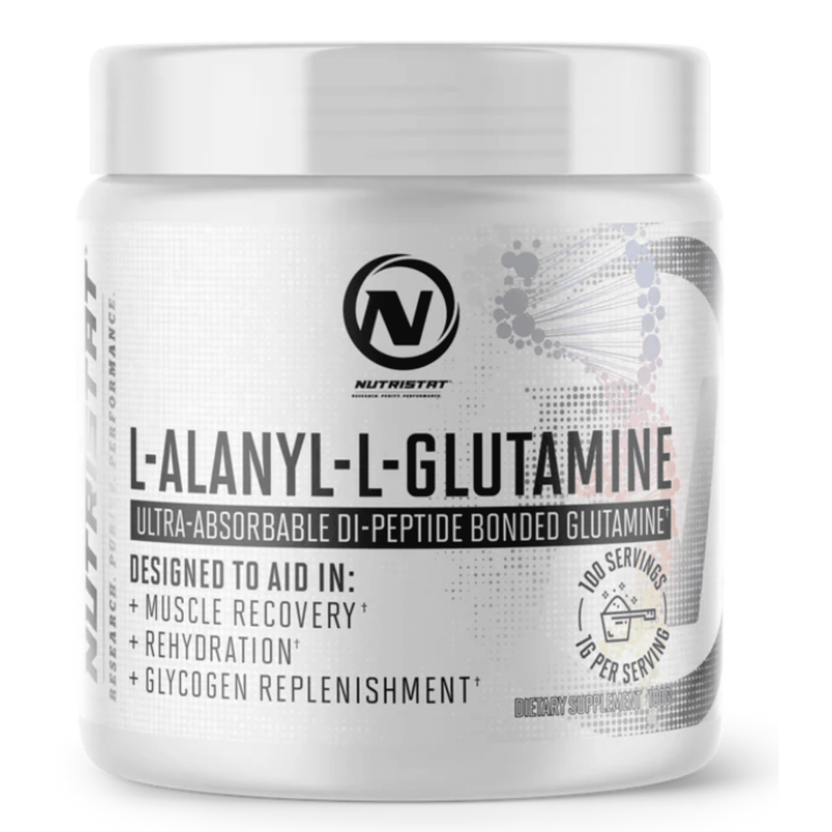 Nutristat L-Alanyl-L-Glutamine supplement, front of container