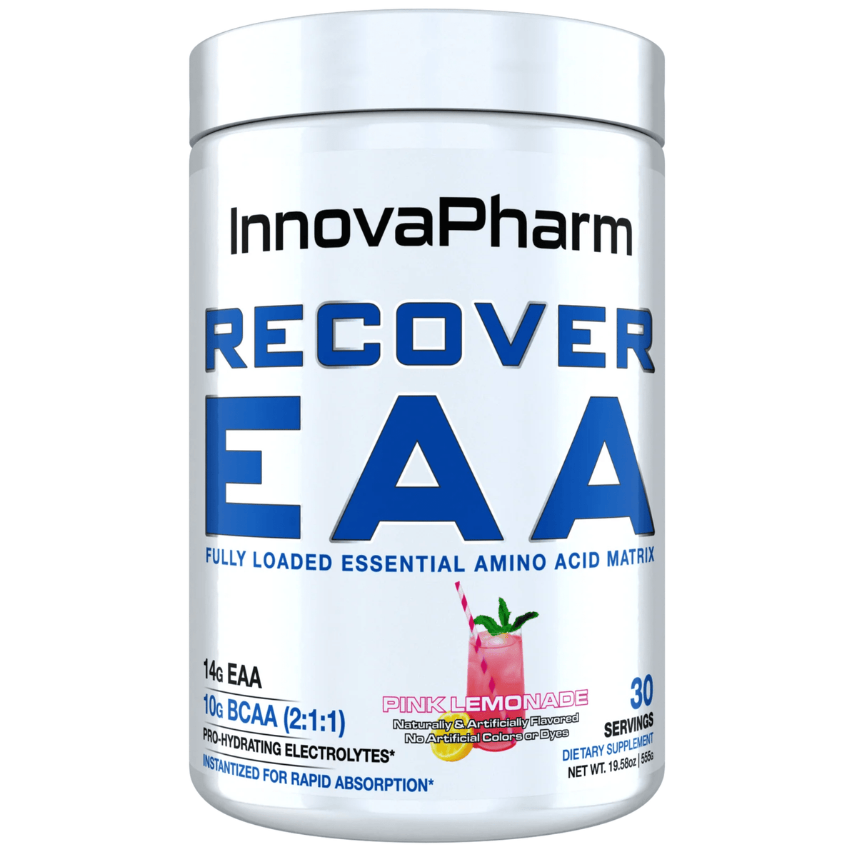 InnovaPharm Recover EAA amino acid powder, 30sv size, Pink Lemonade flavor