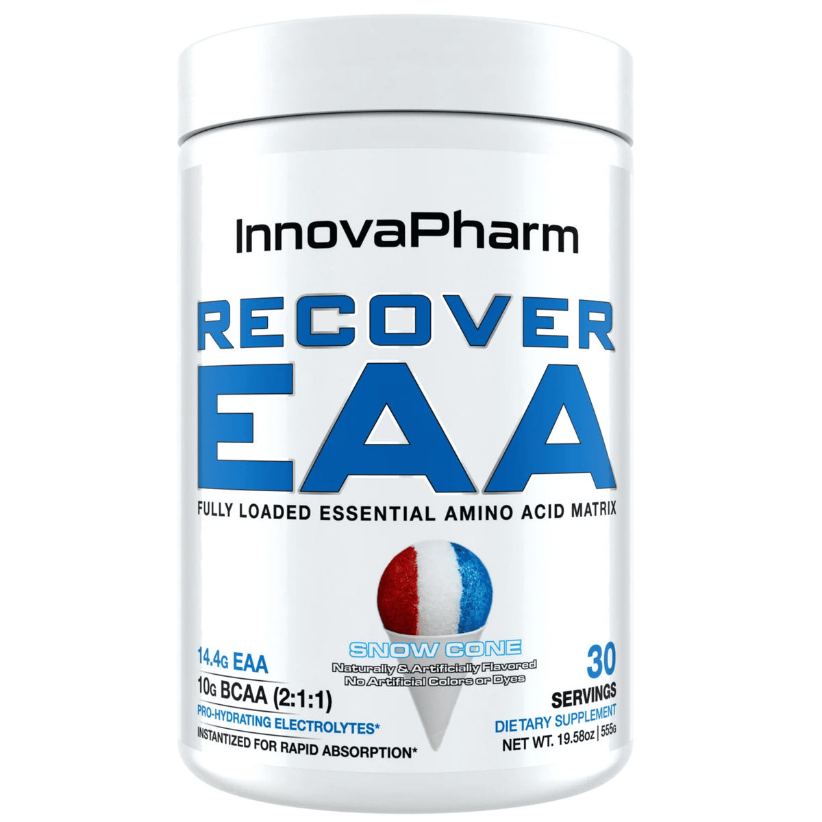 InnovaPharm Recover EAA amino acid powder, 30sv size, Snow Cone flavor