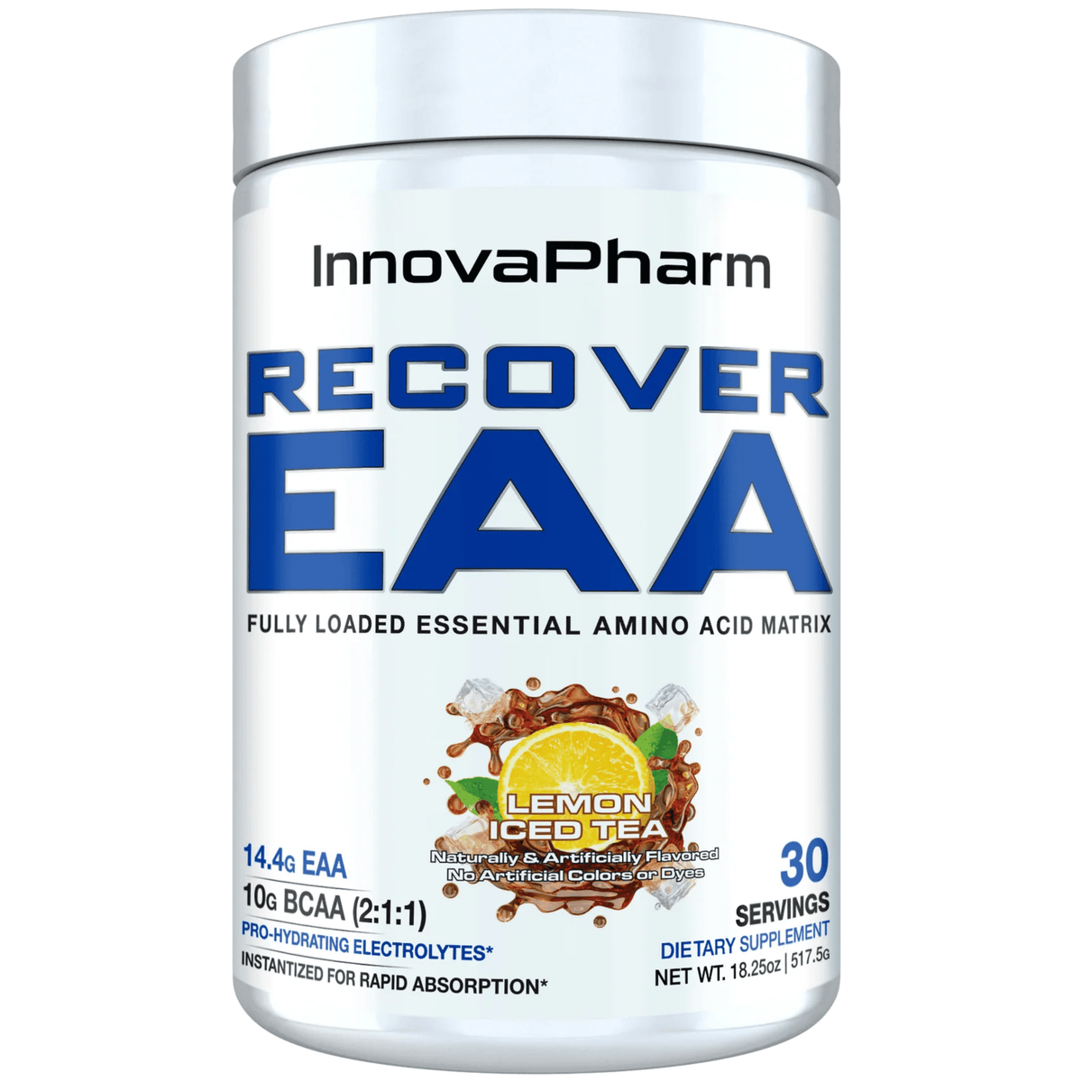 InnovaPharm Recover EAA amino acid powder, 30sv size, Sweet Tea flavor