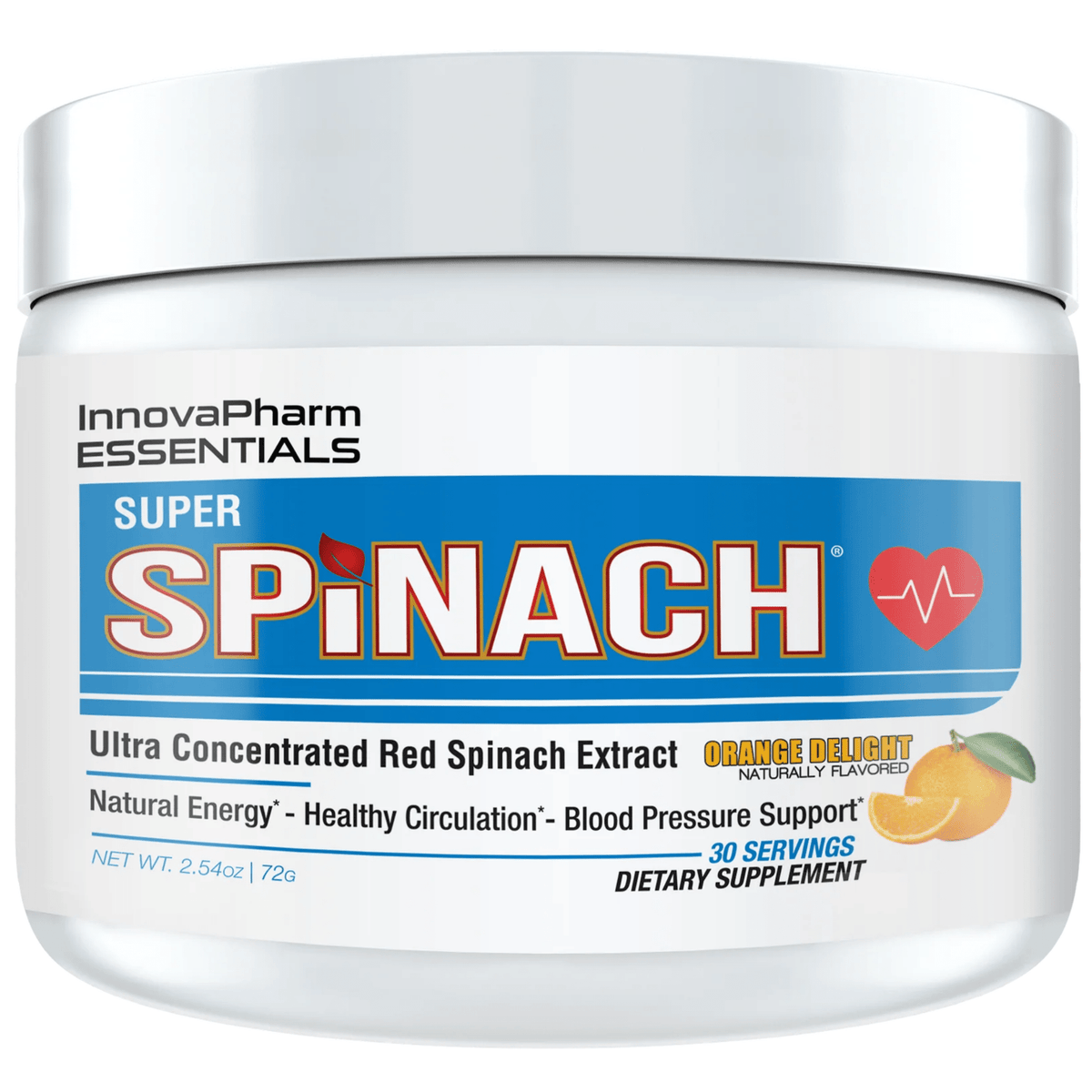 Innova Pharm Super Spinach Powder stim-free pump powder, Orange flavor