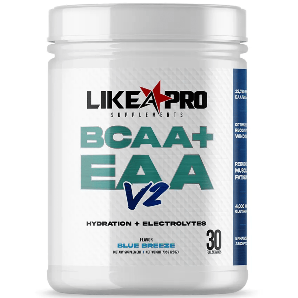 Like A Pro Supplements EAAs amino acid powder, Blue Breeze flavor