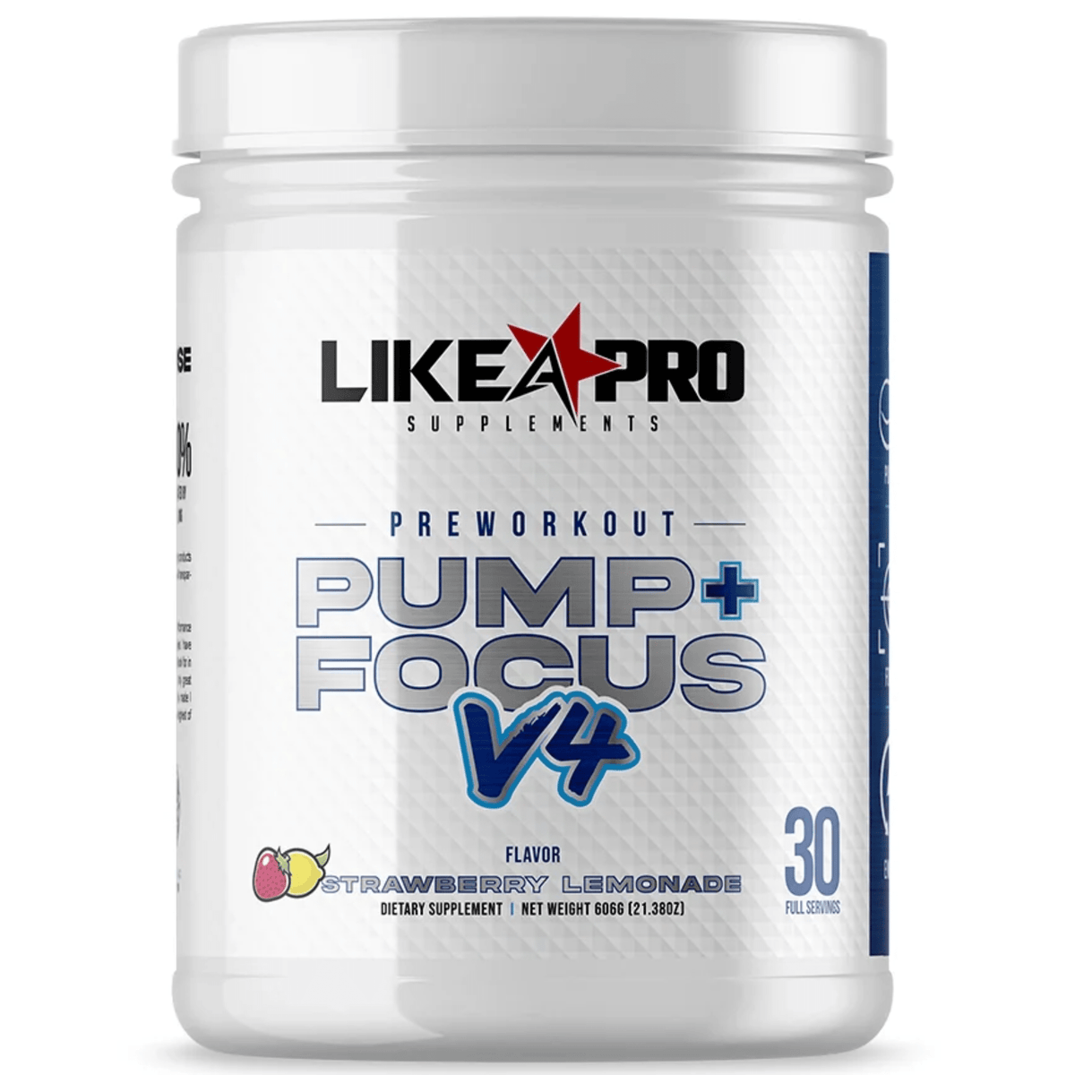 Like A Pro Supplements Preworkout Pump & Focus V4, front of container
