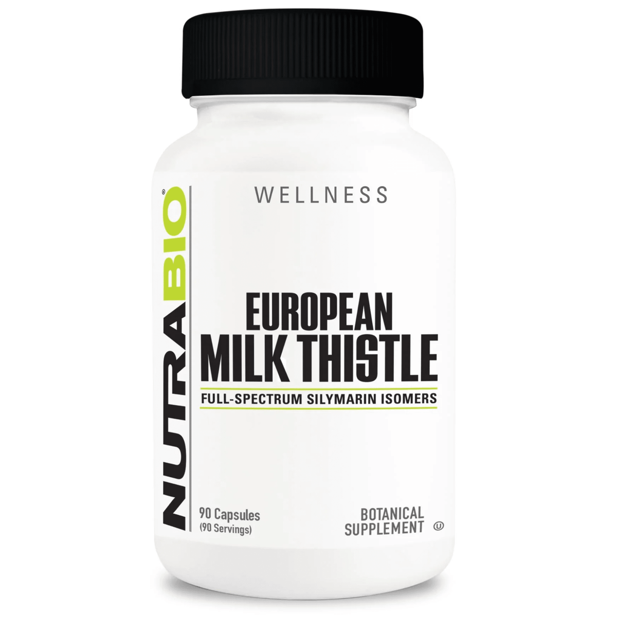 NutraBio Milk Thistle supplement, front of container