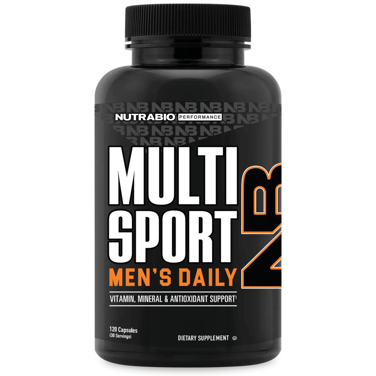 NutraBio Multi Sport Men supplement, front of container