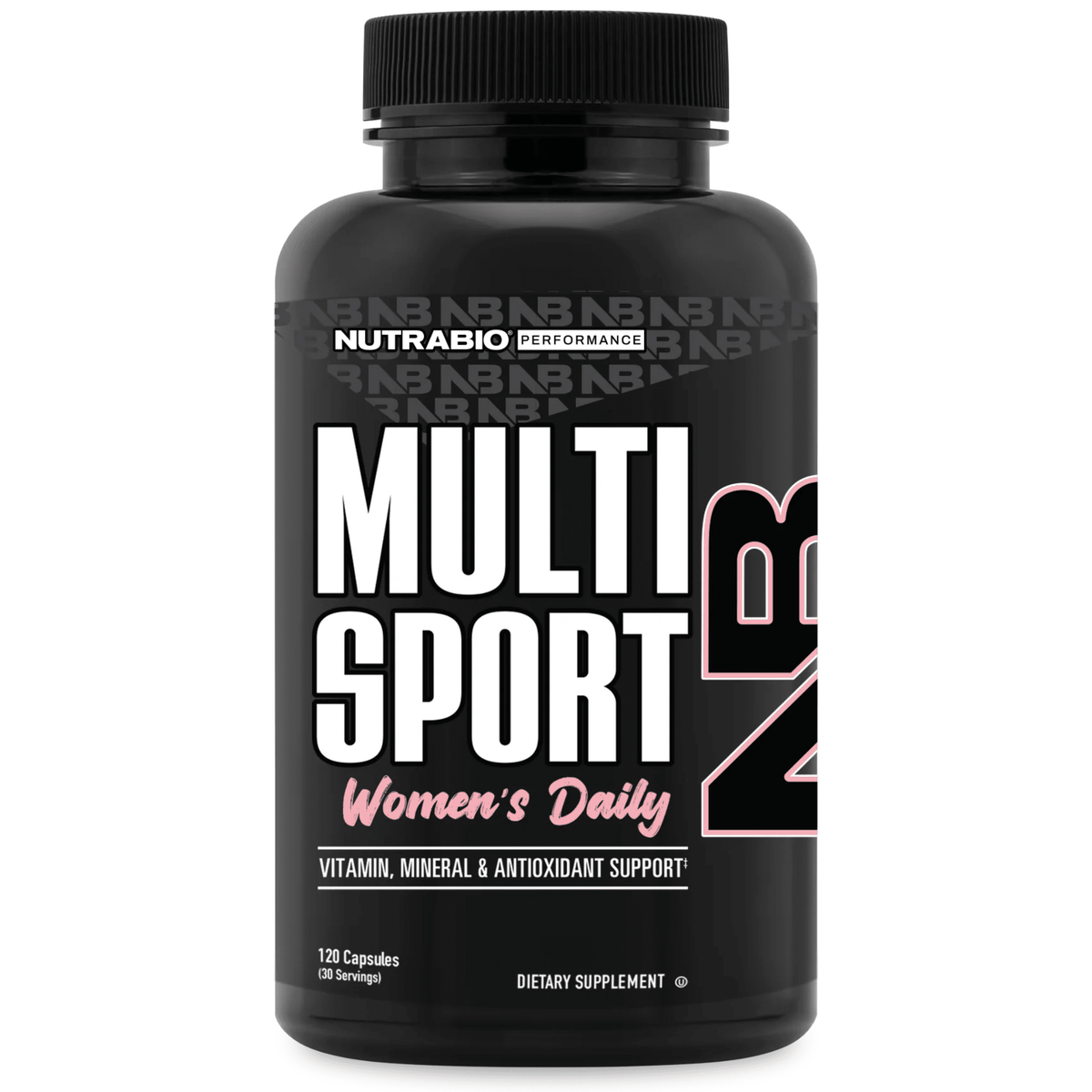NutraBio Multi Sport Women supplement, front of container