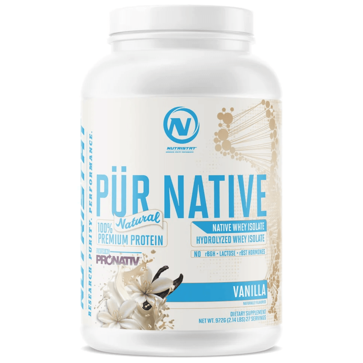 Nutristat Pur Native Natural protein powder, 2lb size, Vanilla flavor