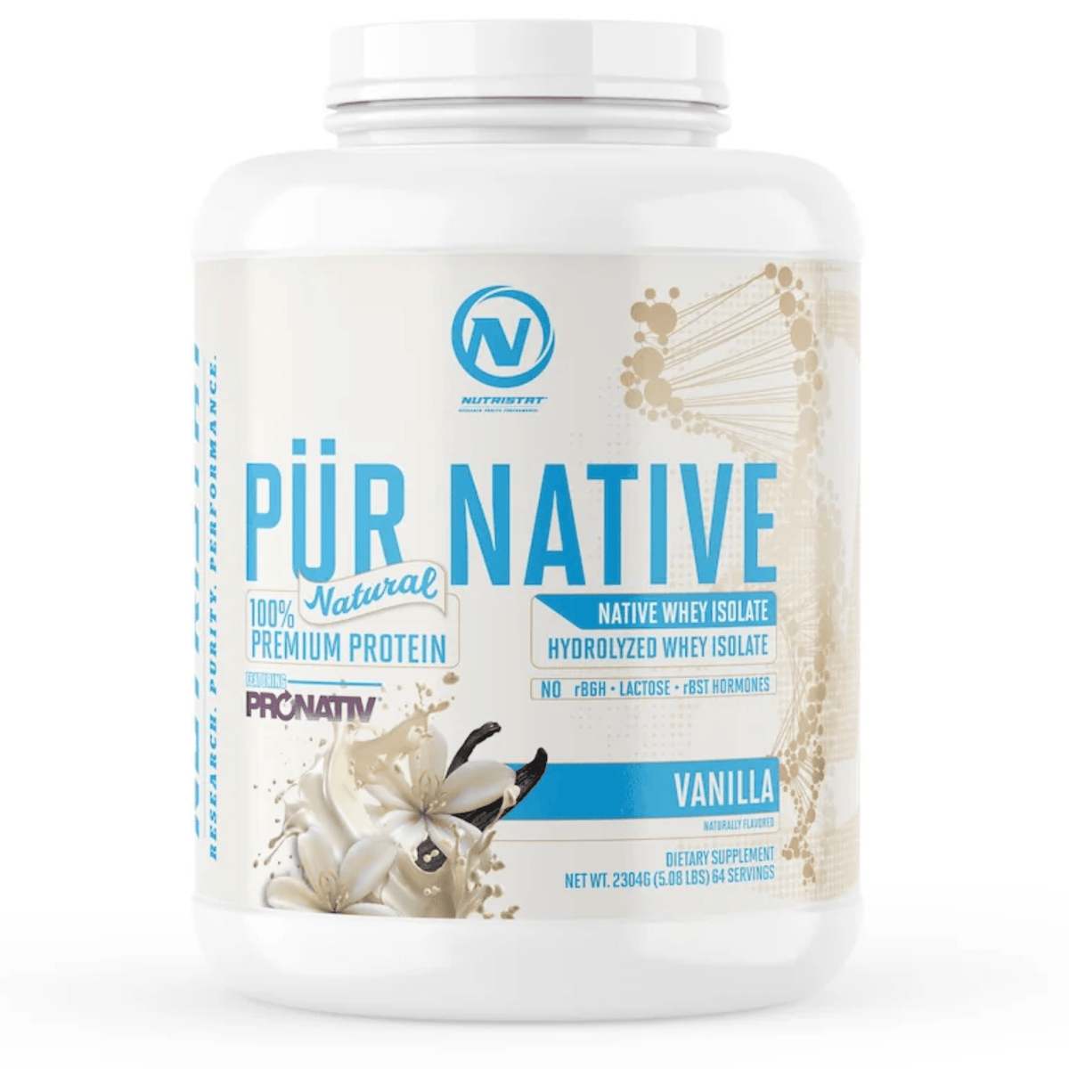 Nutristat Pur Native Natural protein powder, 5lb size, Vanilla flavor