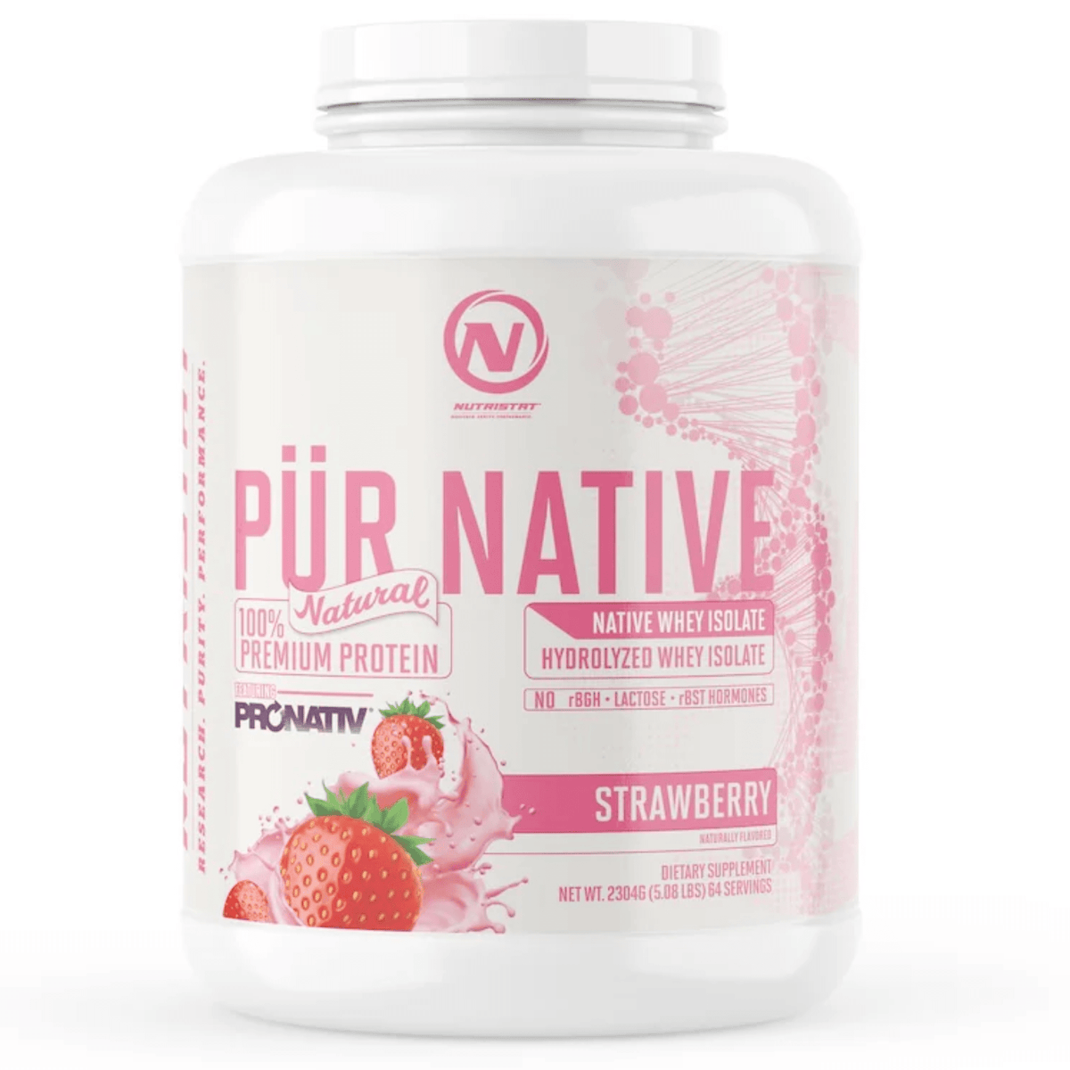 Nutristat Pur Native Natural protein powder, 5lb size, Strawberry flavor