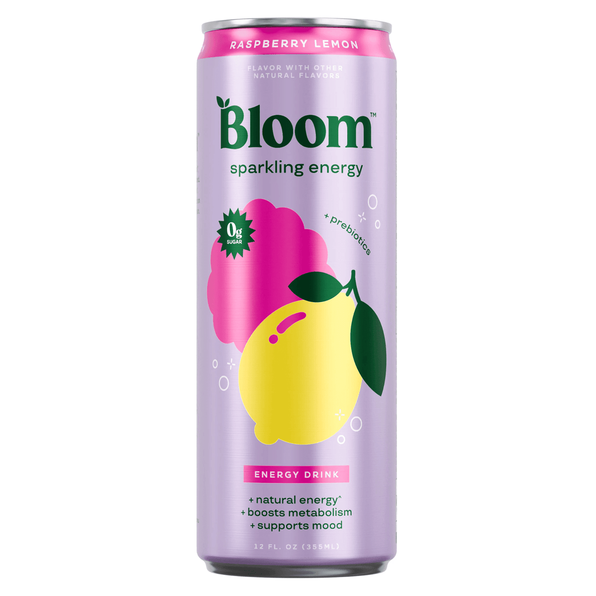 Bloom Sparkling Energy, 12ct size, Raspberry Lemon flavor