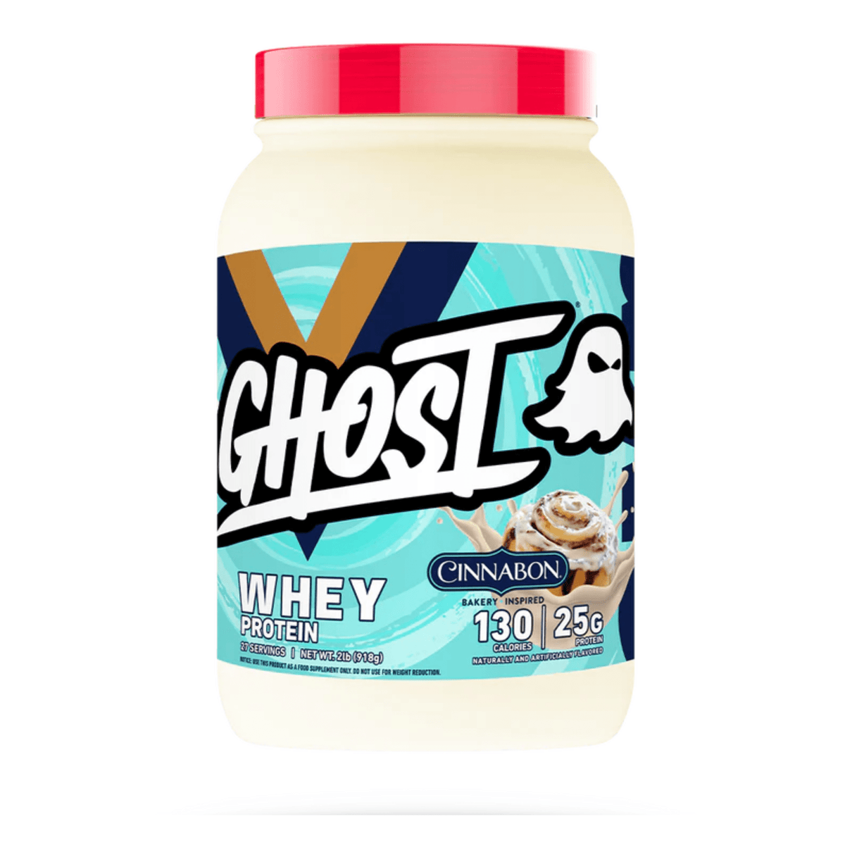Ghost Whey protein powder, 2lb size, Cinnabon flavor
