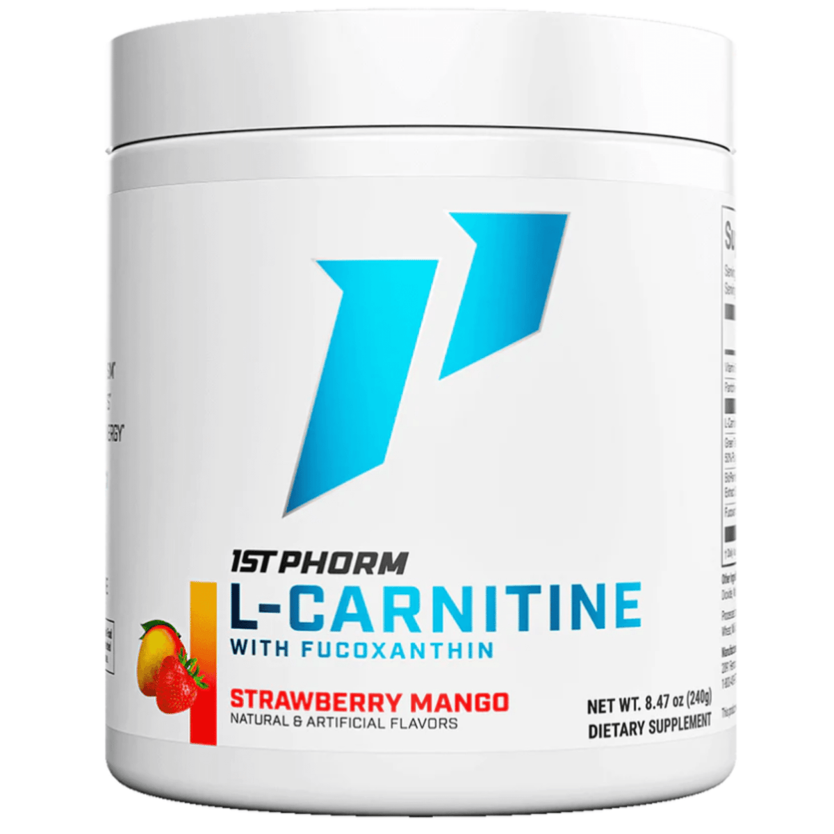 1st Phorm L-Carnitine w/ Fucoxanthin fat burner supplement, front of container