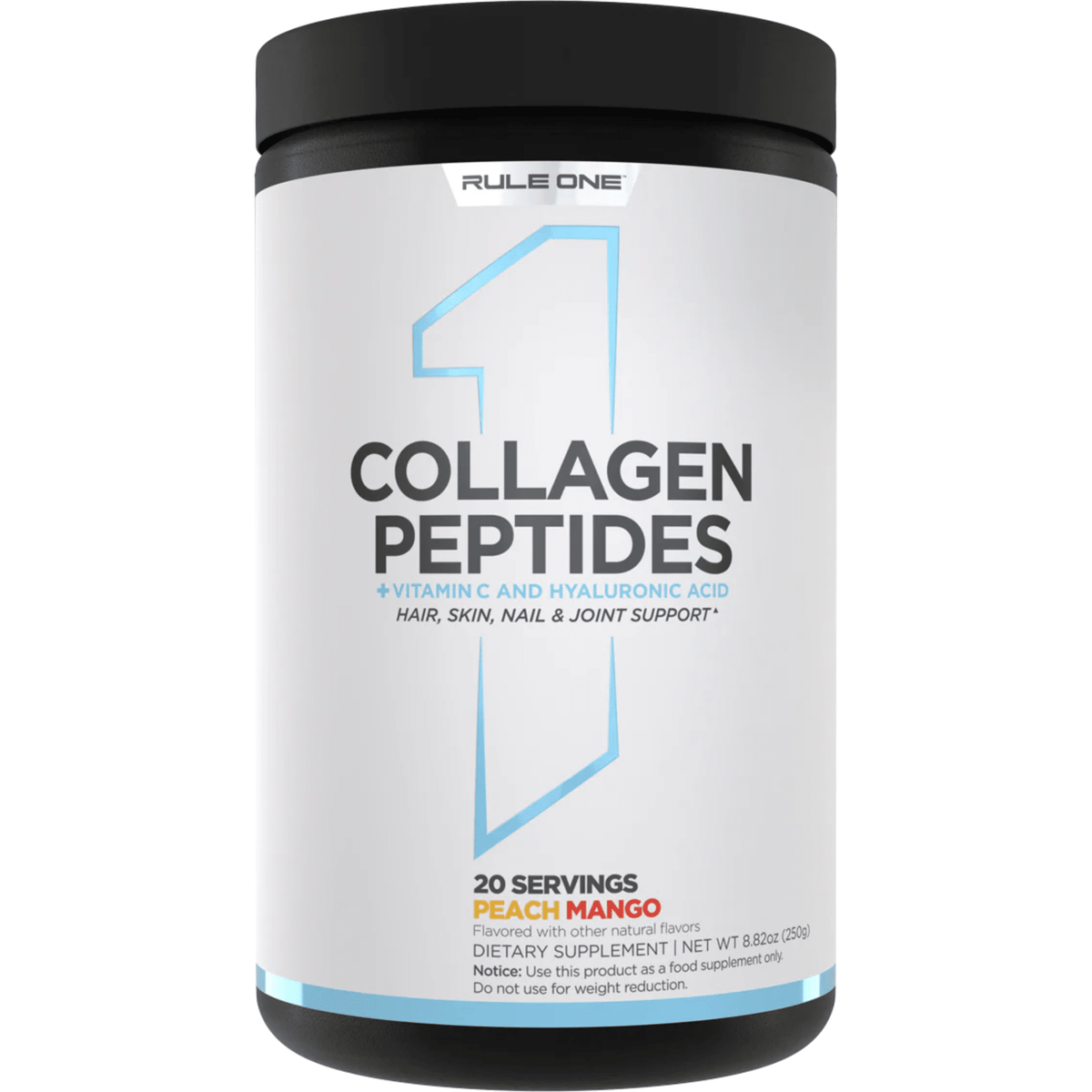 Rule 1 Collagen Peptides protein powder, 20sv size, Peach Mango flavor