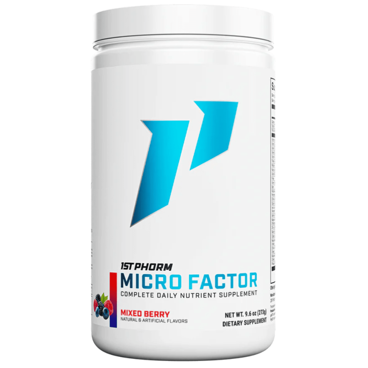 1st Phorm Micro Factor Powder supplement, front of container