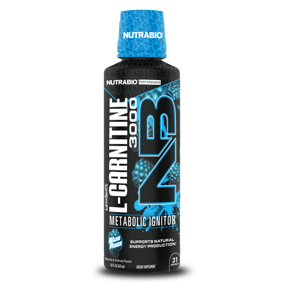 Nutra Bio L-Carntine Liquid Shots fat burner, Blue Razz flavor