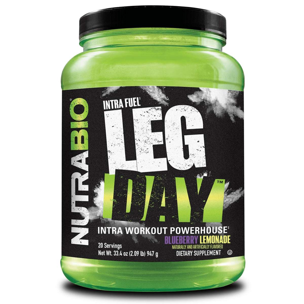 NutraBio Leg Day carbohydrate powder, Blueberry Lemonade flavor