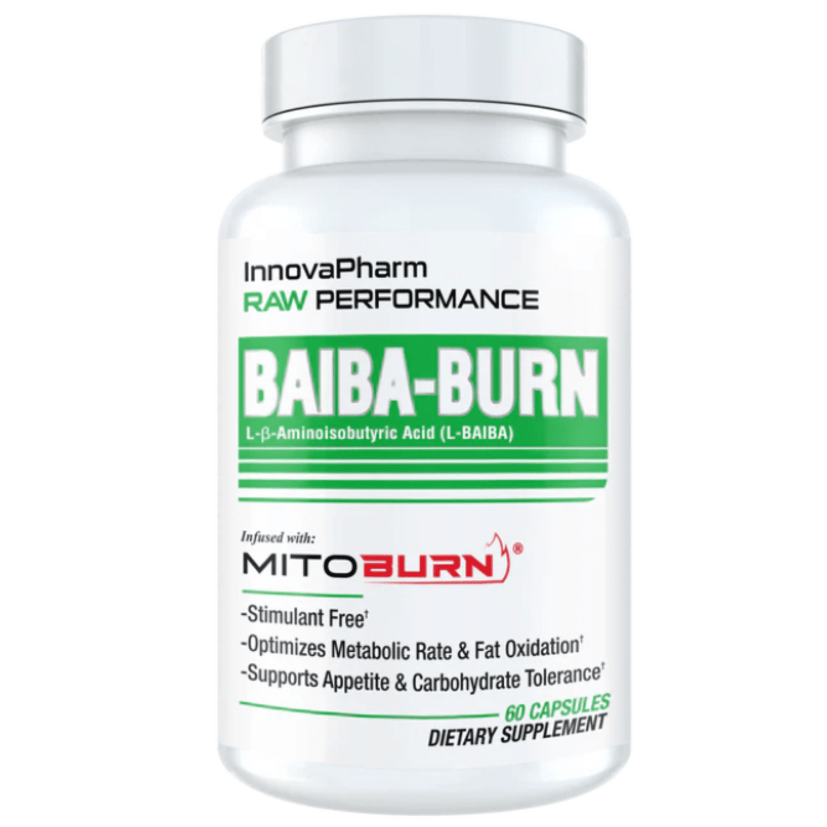 InnovaPharm Baiba Burn fat burner supplement, front of container